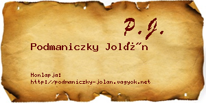 Podmaniczky Jolán névjegykártya